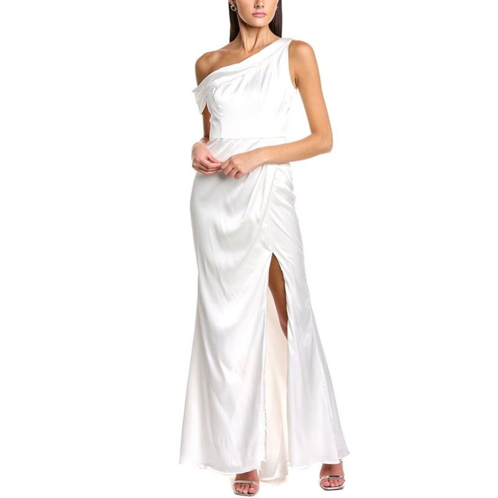 Black By Bariano Womens  Madonna Draped Gown, White